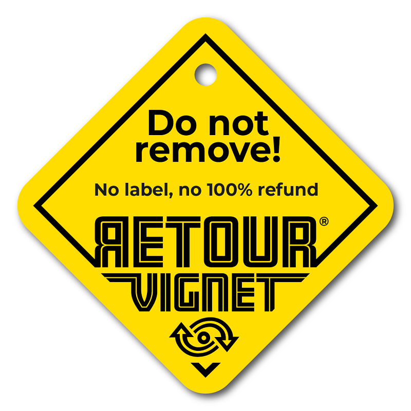 Retourvignet Hanglabel 150 x 150 mm Engels &quot;No 100% Refund&quot; ( 200 stuks ).