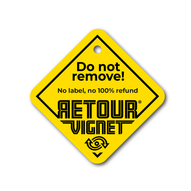 Retourvignet Hanglabel 100 x 100 mm Engels &quot;No 100% Refund&quot; ( 200 stuks ).