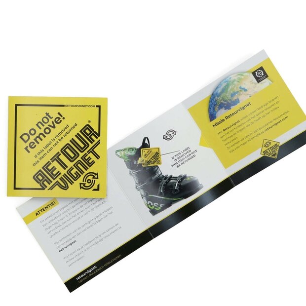 Bijsluiter Engels 3-luik 100 x 100 mm &quot;No Return&quot; ( 200 stuks ).